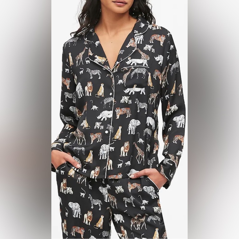 Banana Republic Animal Print Satin Pyjama Set, sz S